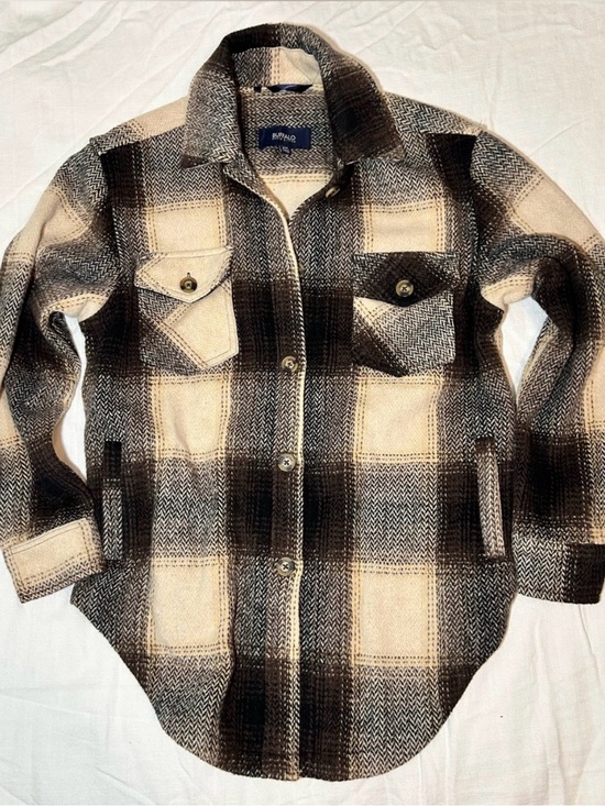 Buffalon David Bitton Jackets & Blazers - Buffalo David Bitton Plaid Shacket in Black & Tan